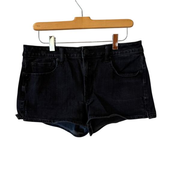 American Eagle Hi Rise Shortie Shorts Black Denim 10 - Picture 1 of 4